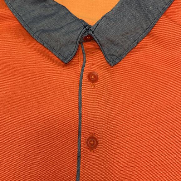 Nike Golf Tour Performance Dri-Fit Men's 2XL Orange Polo Hidden Collar Button - Picture 3 of 11